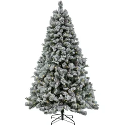 Discount National Tree Company 7.5 ft. Pre-Lit Snowy Silver Hill Pine Tree with LED Lights