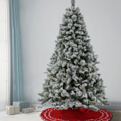 Discount National Tree Company 7.5 ft. Pre-Lit Snowy Silver Hill Pine Tree with LED Lights