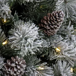 Discount National Tree Company 7.5 ft. Pre-Lit Snowy Silver Hill Pine Tree with LED Lights