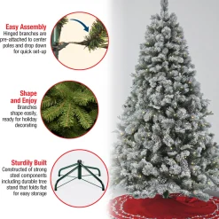 Discount National Tree Company 7.5 ft. Pre-Lit Snowy Silver Hill Pine Tree with LED Lights