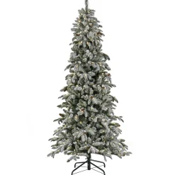 Hot National Tree Company 7.5 ft. Pre-Lit Snowy Vintin Fir Tree with LED Lights
