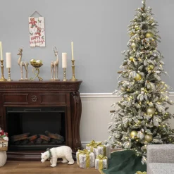 Hot National Tree Company 7.5 ft. Pre-Lit Snowy Vintin Fir Tree with LED Lights