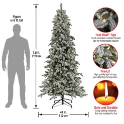 Hot National Tree Company 7.5 ft. Pre-Lit Snowy Vintin Fir Tree with LED Lights