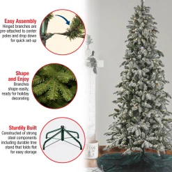 Hot National Tree Company 7.5 ft. Pre-Lit Snowy Vintin Fir Tree with LED Lights