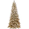 New National Tree Company 7.5 ft. Pre-Lit Snowy Westwood Pine Slim Tree with Clear Lights
