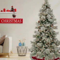 Online National Tree Company 7.5 ft. Pre-Lit Snowy Yorkshire Tree with Clear Lights