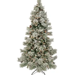 Outlet National Tree Company 6.5 ft. Pre-Lit Snowy Yorkshire Tree with Clear Incandescent Lights