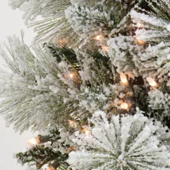 Outlet National Tree Company 6.5 ft. Pre-Lit Snowy Yorkshire Tree with Clear Incandescent Lights