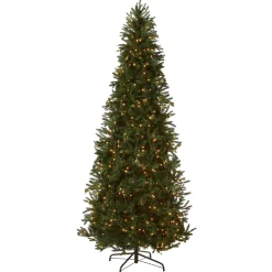 National Tree Company 9 ft. Pre-Lit Tiffany Fir Slim Tree with Clear Lights - PE Branch Tips