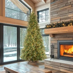 National Tree Company 9 ft. Pre-Lit Tiffany Fir Slim Tree with Clear Lights - PE Branch Tips