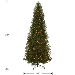 National Tree Company 9 ft. Pre-Lit Tiffany Fir Slim Tree with Clear Lights - PE Branch Tips
