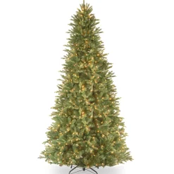 National Tree Company 9 ft. Pre-Lit Tiffany Fir Slim Tree with Clear Lights - PE Branch Tips