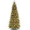 Clearance National Tree Company 9 ft. Pre-Lit Tiffany Fir Slim Tree with Clear Lights - PVC Branch Tips