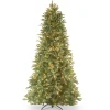 New National Tree Company 6.5 ft. Pre-Lit Tiffany Fir Slim Tree with Clear Lights PE Branch Tips