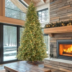 Clearance National Tree Company 12 ft. Pre-Lit Tiffany Fir Slim Tree with Clear Lights