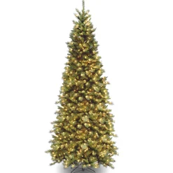 Clearance National Tree Company 10 ft. Pre-Lit Tiffany Fir Slim Tree with Clear Lights