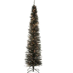 National Tree Company 7 ft. Pre-Lit Tinsel Collection Black Tree with Clear Lights