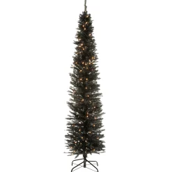 Outlet National Tree Company 6 ft. Pre-Lit Tinsel Collection Black Tree with Clear Lights