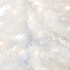 National Tree Company 4 ft. Pre-Lit Tinsel Collection White Iridescent Tree with Clear Lights