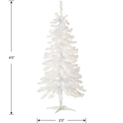 National Tree Company 4 ft. Pre-Lit Tinsel Collection White Iridescent Tree with Clear Lights