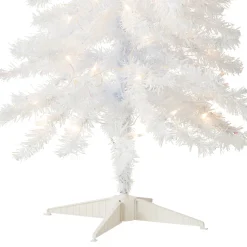 National Tree Company 4 ft. Pre-Lit Tinsel Collection White Iridescent Tree with Clear Lights