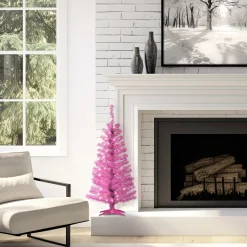 Sale National Tree Company 4 ft. Pre-Lit Tinsel Collection Pink Tree with Clear Lights