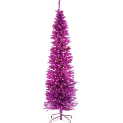 Discount National Tree Company 6 ft. Pre-Lit Tinsel Collection Pink Tree with Clear Lights