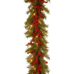 Best National Tree Company 9 ft. Pre-Lit Valley Pine Garland with Warm White LED Lights