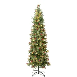 Outlet National Tree Company 7.5 ft. Pre-Lit Virginia Pine Mixed Slim Tree with Warm White LED Lights
