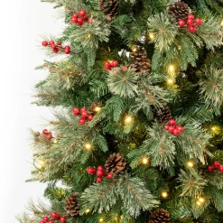 Outlet National Tree Company 7.5 ft. Pre-Lit Virginia Pine Mixed Slim Tree with Warm White LED Lights
