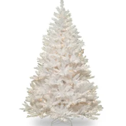 Clearance National Tree Company 6.5 ft. Pre-Lit Winchester Pine White Tree with Clear Lights