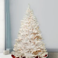 Clearance National Tree Company 6.5 ft. Pre-Lit Winchester Pine White Tree with Clear Lights