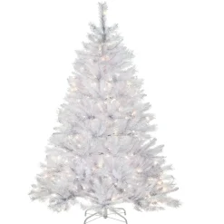 Outlet National Tree Company 6 ft. Pre-Lit Winchester Pine White Tree with Clear Lights