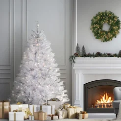 Outlet National Tree Company 6 ft. Pre-Lit Winchester Pine White Tree with Clear Lights
