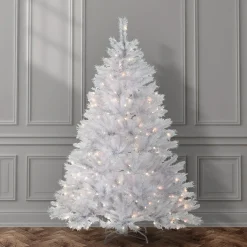 Outlet National Tree Company 6 ft. Pre-Lit Winchester Pine White Tree with Clear Lights
