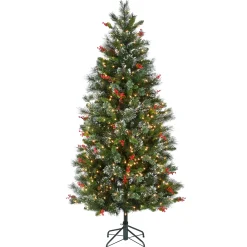 Hot National Tree Company 6.5 ft. Pre-Lit Wintry Pine Medium Tree with Clear Lights