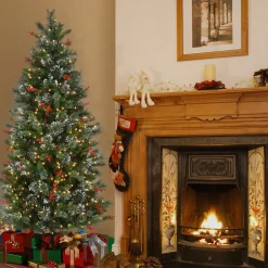 Hot National Tree Company 6.5 ft. Pre-Lit Wintry Pine Medium Tree with Clear Lights