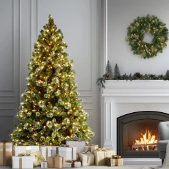 Sale National Tree Company 7.5 ft. Pre-Lit Wintry Pine Medium Tree with Clear Lights