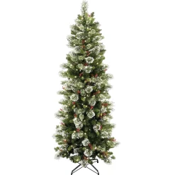 New National Tree Company 7.5 ft. Pre-Lit Wintry Pine Slim Tree with Clear Lights