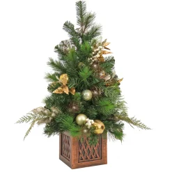 Clearance National Tree Company 3 ft. Pre-Lit Yuletide Glam Tree with Warm White LED Lights