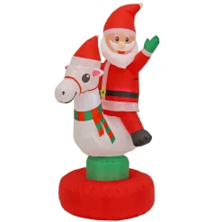 Discount National Tree Company 6 ft. Red Inflatable Blow Up Santa on Horse