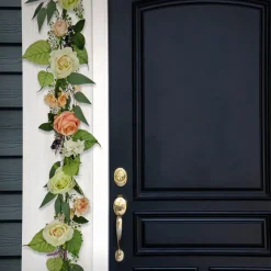 Hot National Tree Company 6 ft. Spring Garland with Rose Blooms, Lavender, Berry Clusters, Leafy Greens