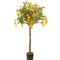 Sale National Tree Company 4 ft. Spring Wisteria Potted Tree with Yellow Flower Blooms in a Black Pot Base