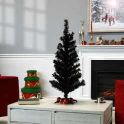 Outlet National Tree Company 3 ft. Tinsel Collection Black Tree