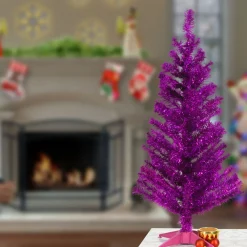 Discount National Tree Company 3 ft. Tinsel Collection Magenta Pink Tree