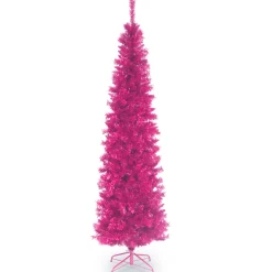 Sale National Tree Company 7 ft. Tinsel Collection Pink Tree