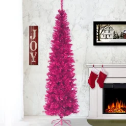 Sale National Tree Company 7 ft. Tinsel Collection Pink Tree