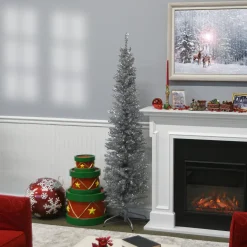 Outlet National Tree Company 6 ft. Tinsel Collection Silver Tree
