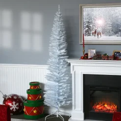Clearance National Tree Company 7 ft. Tinsel Collection White Iridescent Tree