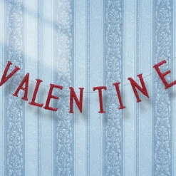 Hot National Tree Company 6 ft. Valentine's Banner Decorated with Red Glitter